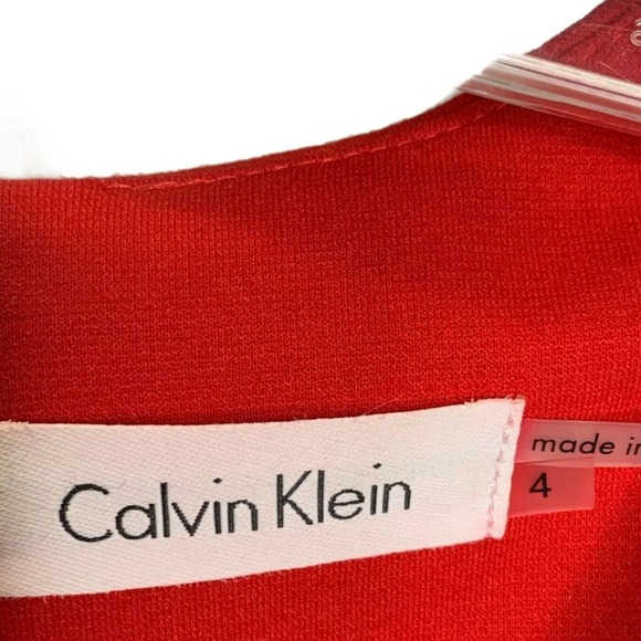 Calvin Klein Women's Dress Red‎ Black Pleated Midi Career Sleeveless Size 4 - Picture 2 of 8